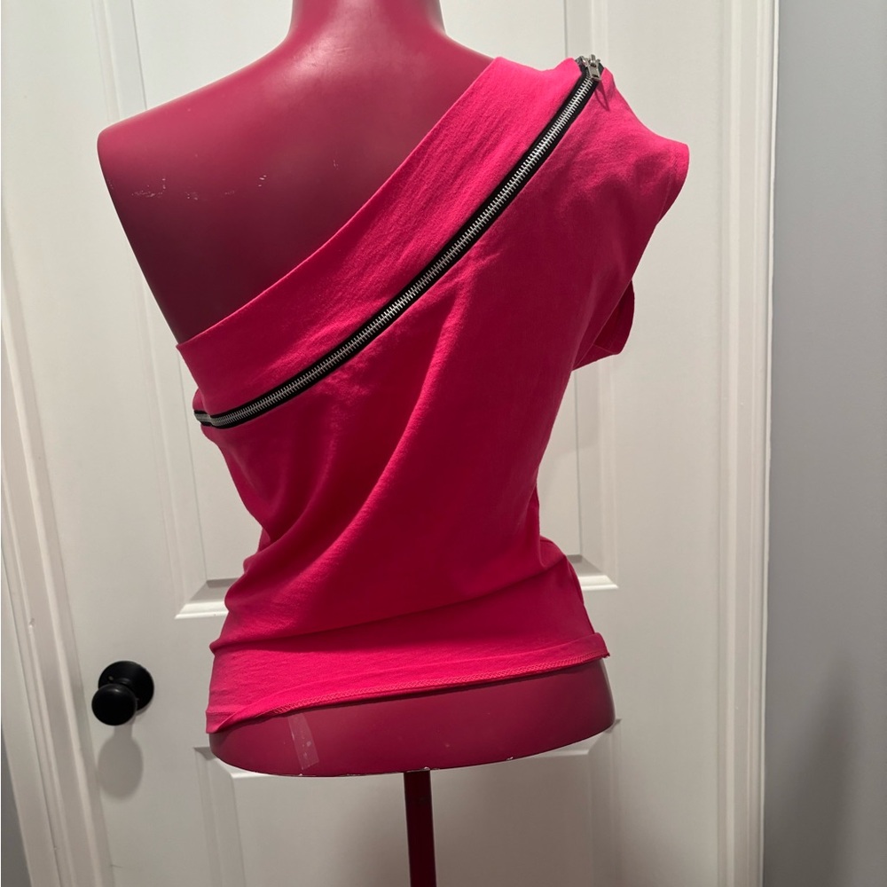Wet Seal Hot Pink Off-Shoulder Zipper Blouse vintage Y2K M - Picture 4 of 9